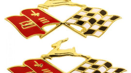 1959 Impala Rear Quarter Gold X-Flags, Pair