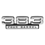 1967=70 Mopar "383 Four Barrel" fender emblem black (see fitment below)