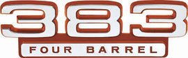 1966-71 Mopar "383 Four Barrel" fender emblem red-(see fitment below)